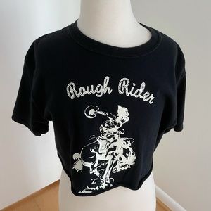 Brandy Melville Black Rough Rider Crop Top Shirt